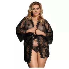   Subblime Queen Plus - schwarzes Spitzennachthemd-Set (XL-2XL)