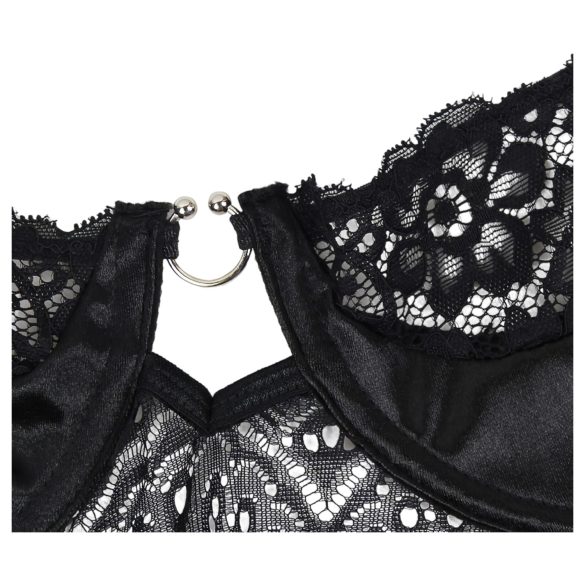 Subblime - gemustertes Body mit Satin-Gürtel (Schwarz)