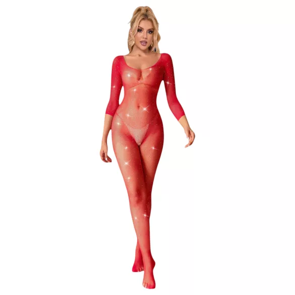 Subblime 952419 - Glänzender Strass-Overall - (Rot) - XS-M