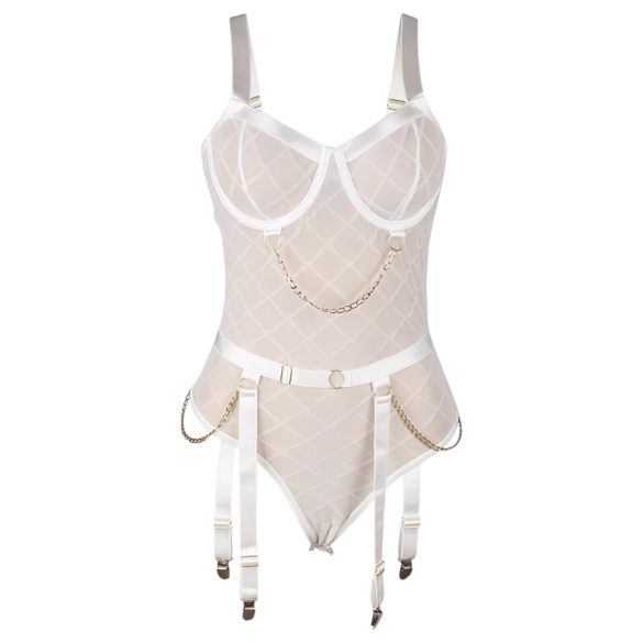 Subblime 954291 - Kettenhemd, transparentes Body-Set - Weiß (L-XL)