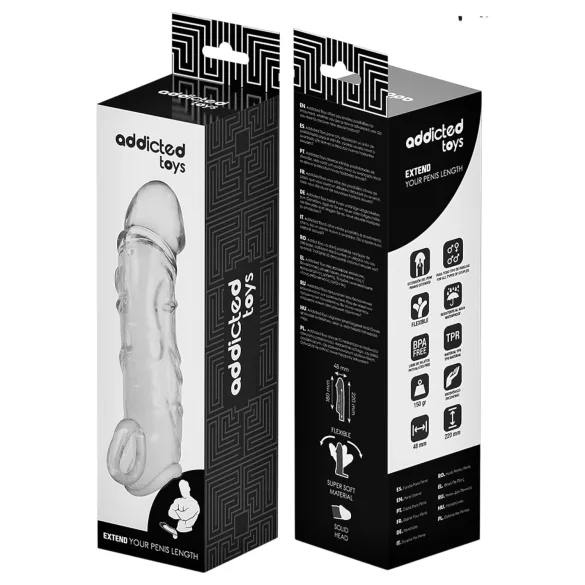 Addicted Toys - Penis-Manschette mit Hodenring - 27 cm (transparent)