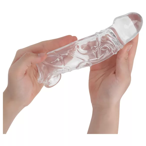 Addicted Toys - Penis-Manschette mit Hodenring - 27 cm (transparent)