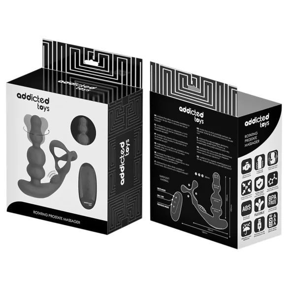 Addicted Toys - rotierender Analdildo mit Penisring (schwarz)