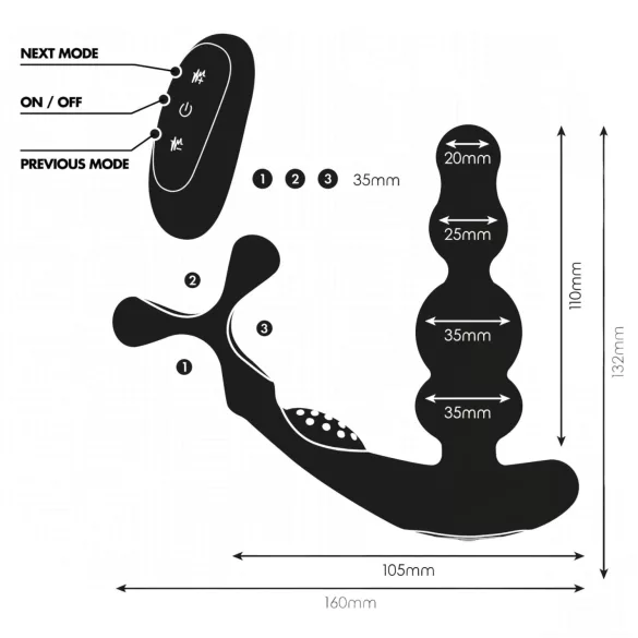 Addicted Toys - rotierender Analdildo mit Penisring (schwarz)