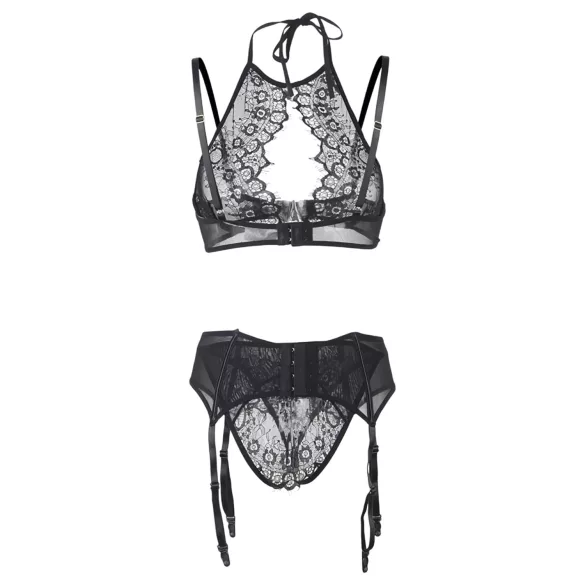 Adalet Evelyn - 3-teiliges Spitzen-Unterwäsche-Set (schwarz)