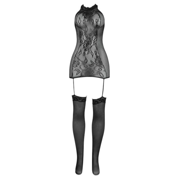 Adalet Nicole - Spitzen-Netz-Set - (schwarz) - L/XL