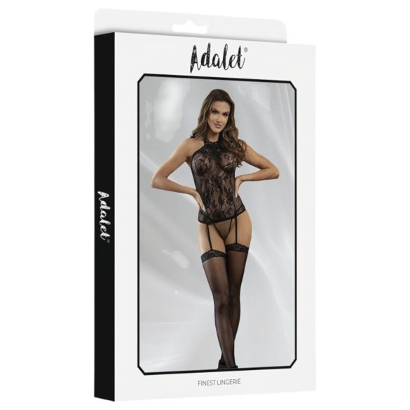 Adalet Nicole - Spitzen-Netz-Set - (schwarz) - L/XL