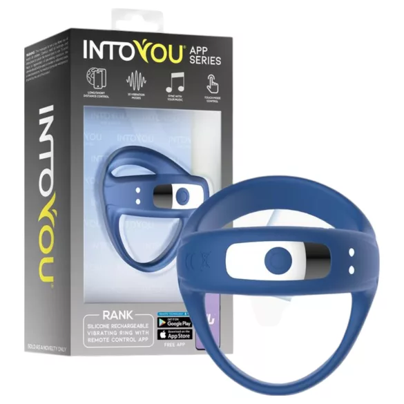 INTOYOU - App-gesteuerter Vibrations-Penis- und Hodenring für Männer (blau)