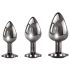 Evolved Black Gem - Metall-Analdildo-Set mit schwarzem Stein (Silber)