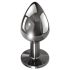 Evolved Black Gem - Metall-Analdildo-Set mit schwarzem Stein (Silber)
