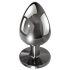 Evolved Black Gem - Metall-Analdildo-Set mit schwarzem Stein (Silber)