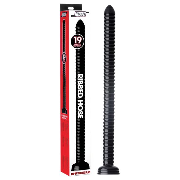 HOSED Geripptes Schlauch 19 - Saugnapf Anal Dildo (schwarz)