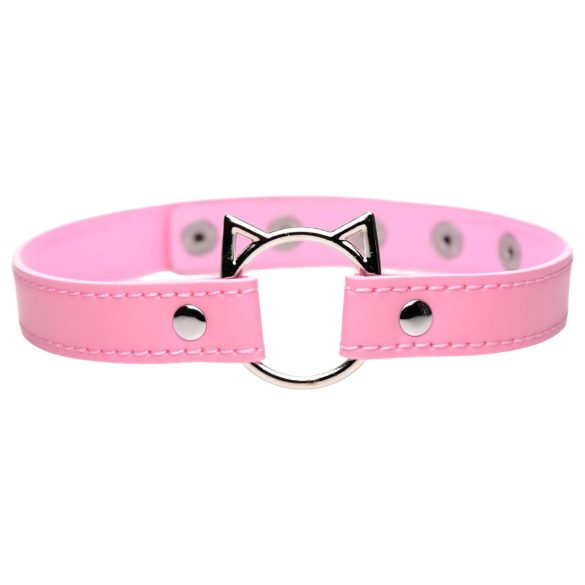 Master Series Kinky Kitty - Halsband mit Katzenkopf-Ring (rosa)