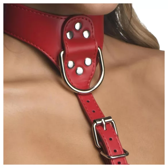 Strict - Halsband Körpergeschirr (rot)