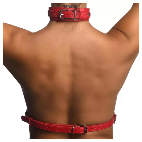 Strict - Halsband Körpergeschirr (rot) - M/L