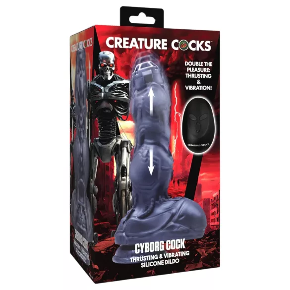 XR Brands Cyborg-Penisschubser - ferngesteuerter Roboter-Vibrator (Silber)