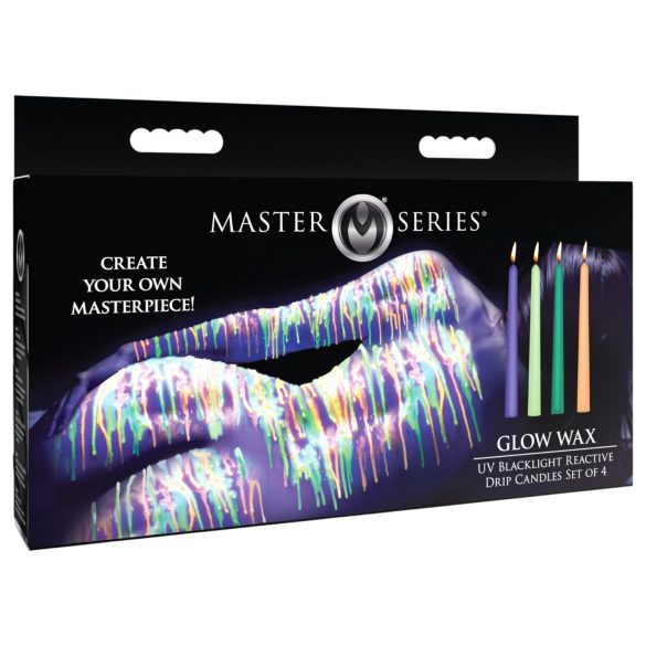 XR Brands - UV-reaktive BDSM Körperkerzen - Bunt (4 Stk)