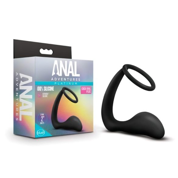 Anal Abenteuer Platin - Anal Dildo mit Penisring (Schwarz)