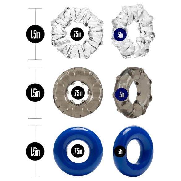 Stay Hard - Abwechslungsreiches Penisring-Set - 3 Stück (Bunt)