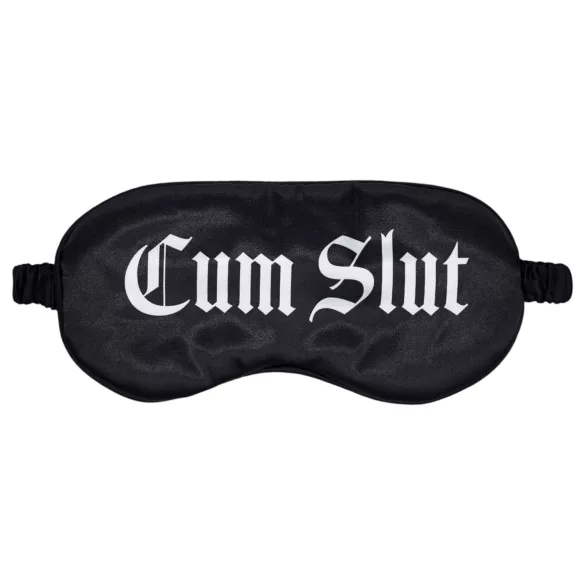 Autsch! - Satin-Schlafmaske mit der Aufschrift „Cum Slut“ (schwarz)
