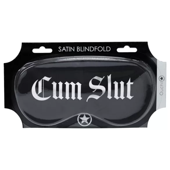 Autsch! - Satin-Schlafmaske mit der Aufschrift „Cum Slut“ (schwarz)