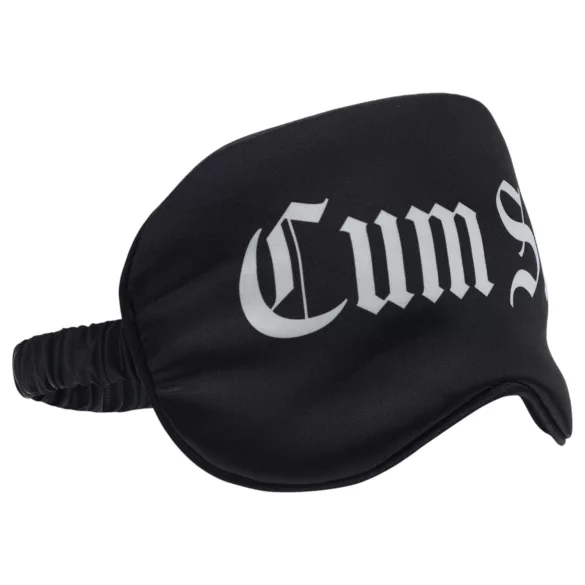 Autsch! - Satin-Schlafmaske mit der Aufschrift „Cum Slut“ (schwarz)