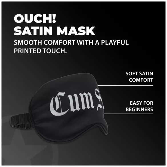Autsch! - Satin-Schlafmaske mit der Aufschrift „Cum Slut“ (schwarz)