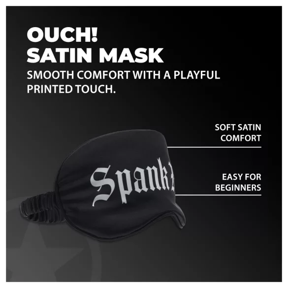 Autsch! - Satin-Augenmaske mit der Aufschrift „Spank Me“ (schwarz)