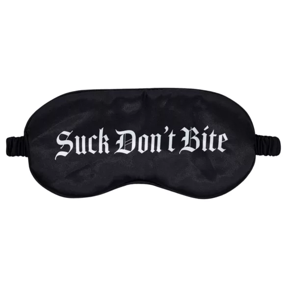 Autsch! - Satin-Schlafmaske mit Aufschrift „Suck Don't Bite“ (schwarz)