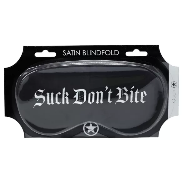 Autsch! - Satin-Schlafmaske mit Aufschrift „Suck Don't Bite“ (schwarz)