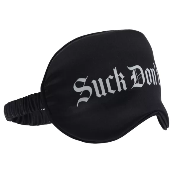 Autsch! - Satin-Schlafmaske mit Aufschrift „Suck Don't Bite“ (schwarz)
