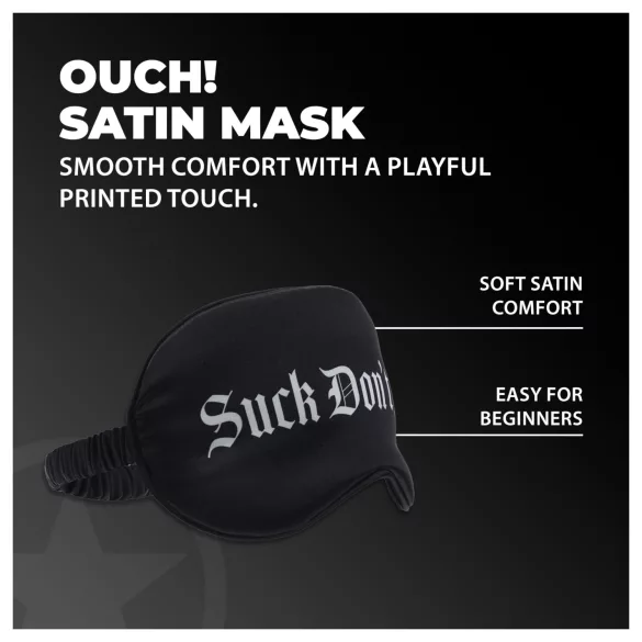 Autsch! - Satin-Schlafmaske mit Aufschrift „Suck Don't Bite“ (schwarz)