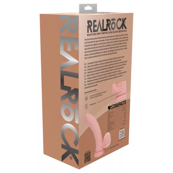RealRock - realitätsnaher Vibrator mit doppelter Dichte (hautfarben) - 18 cm