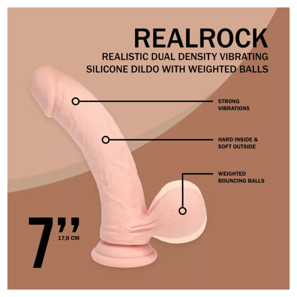 RealRock - realitätsnaher Vibrator mit doppelter Dichte (hautfarben) - 18 cm