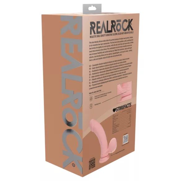 RealRock - lebensechter Vibrator mit doppelter Dichte (hautfarben) - 20 cm