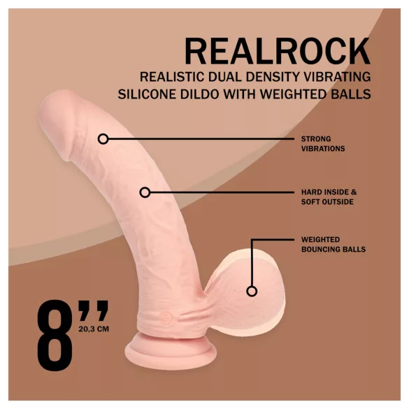 RealRock - lebensechter Vibrator mit doppelter Dichte (hautfarben) - 20 cm
