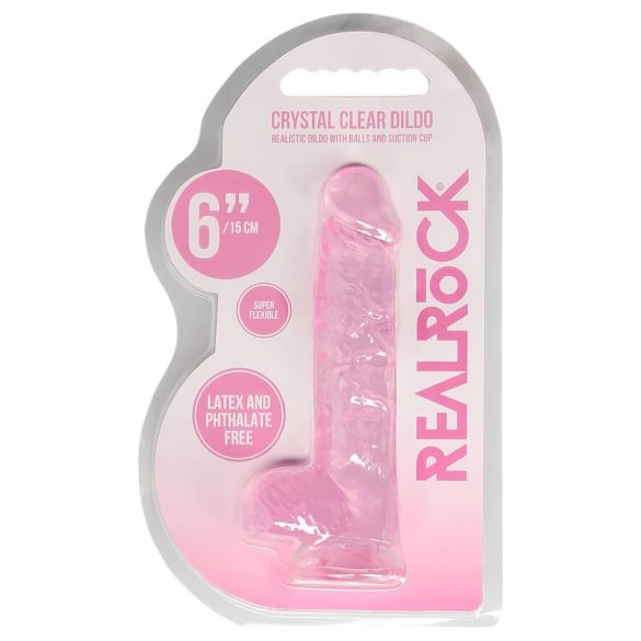 REALROCK - Transparenter Real-Dildo - Pink (15 cm)