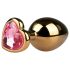 Easytoys Metal No.7 - rosa Stein, Kegel-Analplug - gold (3cm)