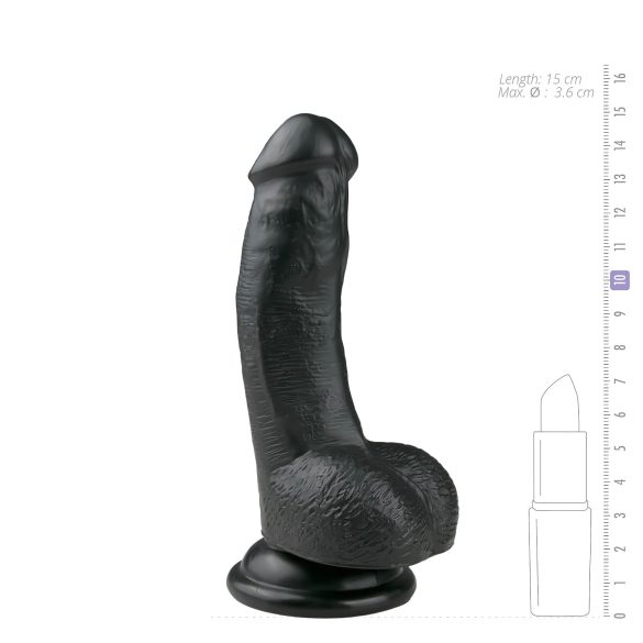 Easytoys - Saugfuß-Hoden Dildo (15cm) - Schwarz