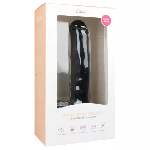 Easytoys - Saugnapf großer Dildo mit Hoden (29,5cm) - schwarz