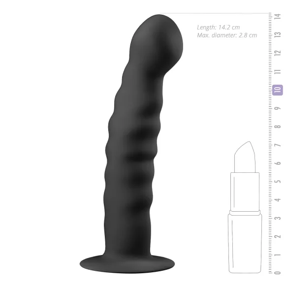 Easytoys Ribbed - Saugfuß Analdildo (14cm) - schwarz
