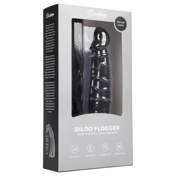 Easytoys Flogger - Peitsche und Silikon-Dildo in einem (schwarz)