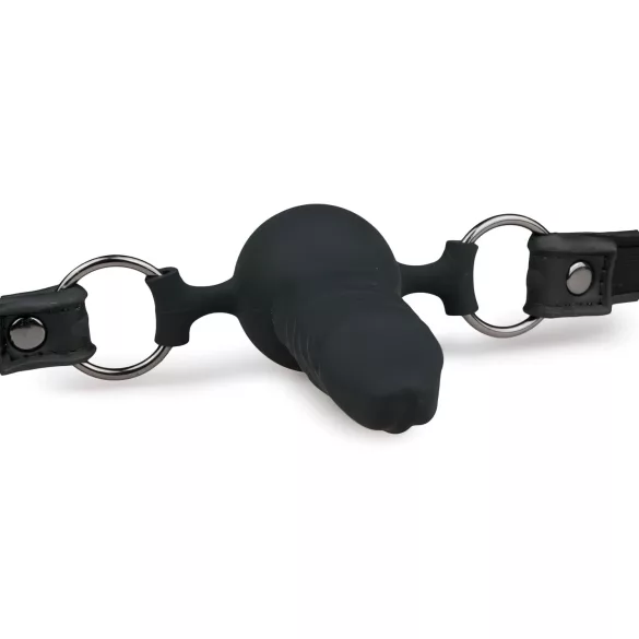 EasyToys - Mundknebel mit internem Dildo (schwarz)