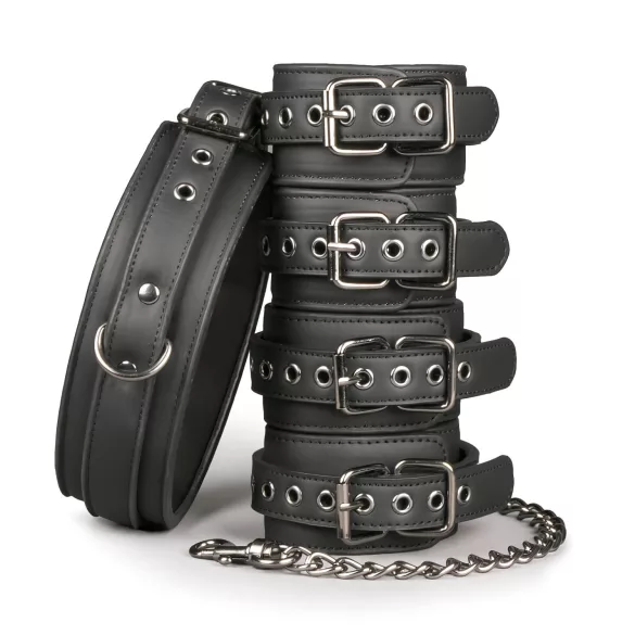 Easytoys - Halsband & Fesseln-Set (schwarz)