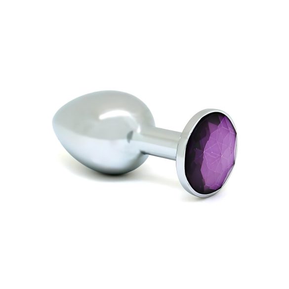 Rimba XS - Lilafarbener Metall-Analplug mit Stein (Silber)