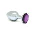 Rimba XS - Lilafarbener Metall-Analplug mit Stein (Silber)