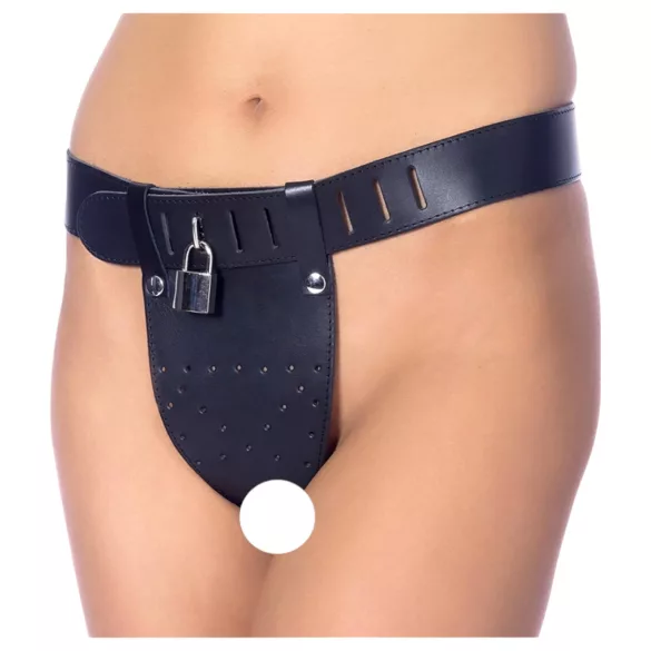 Rimba - offener Leder-Keuschheitsgürtel (schwarz) - M/L