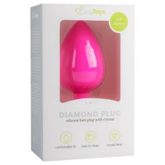 Easytoys Diamond - pinker großer Analplug mit weißem Stein