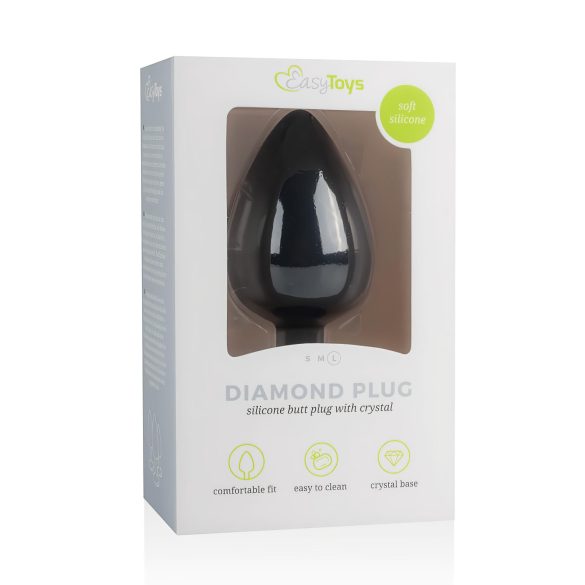 Easytoys Diamond - Analdildo mit weißem Stein (groß) - Schwarz