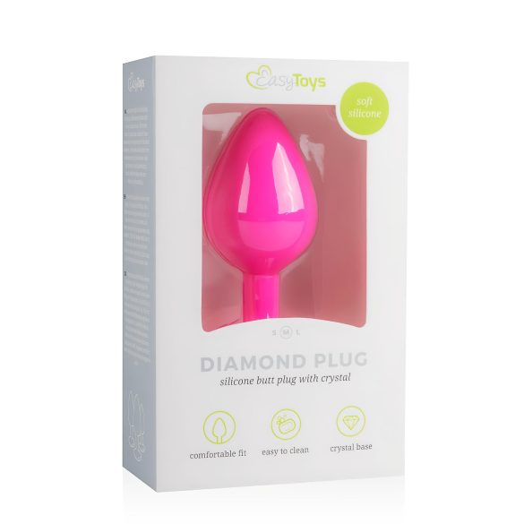 Easytoys Diamond - Analdildo mit weißem Stein (mittel) - pink